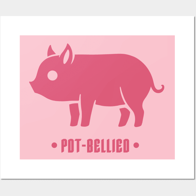 Small Potbelly Piglet. Cute minimal art for big fans, pink ink Wall Art by croquis design